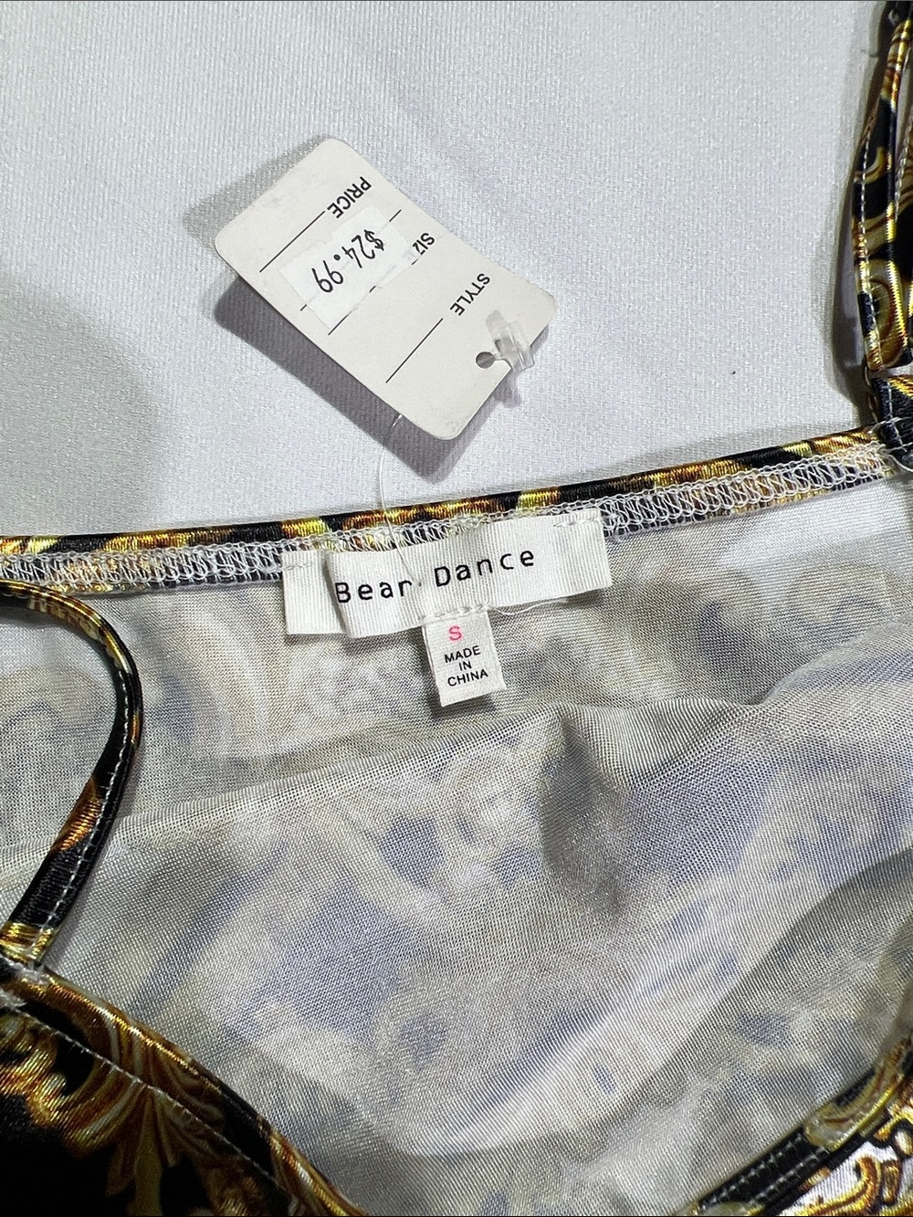 Gold & Black Baroque Print Slip Dress - Picture 6 of 6